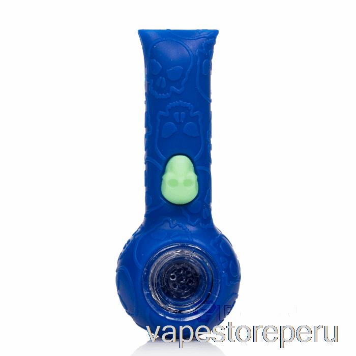 Vape Sin Nicotina Peru Stratus Pipa De Mano Con Calavera De Silicona Azul Marino / Abeja Uv (abeja Azul / Verde Uv)